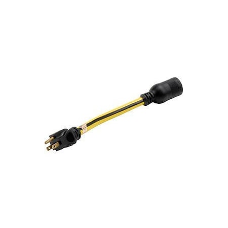 U.S. Wire & Cable Plug Adapter, Plug Converter, L5-20R, L5-20P, 1 ft., Yellow 04-0093N